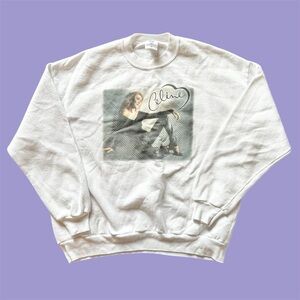 Vintage Y2K 2000 Jerzees Celine Dion Graphic Crewneck White XL Rare